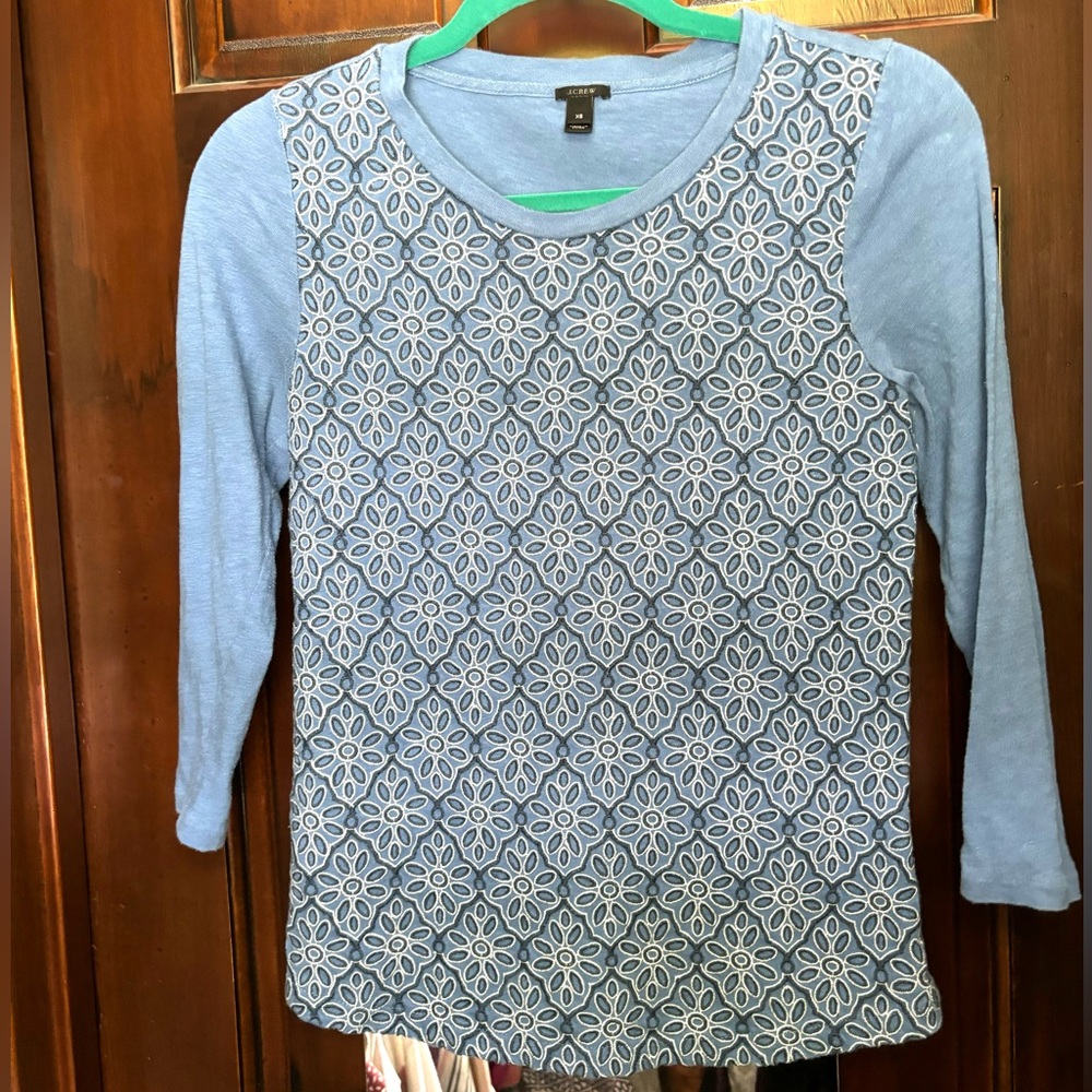 J crew embroidered floral top